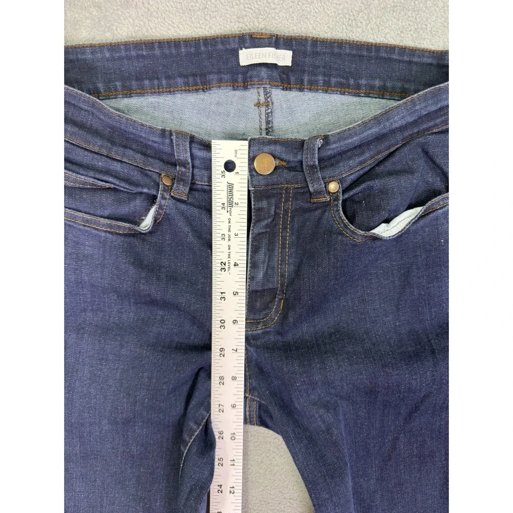 Eileen Fisher Jeans Womens 6 Blue Dark Wash Mid Rise Straight Leg Organic Cotton - Picture 4 of 8